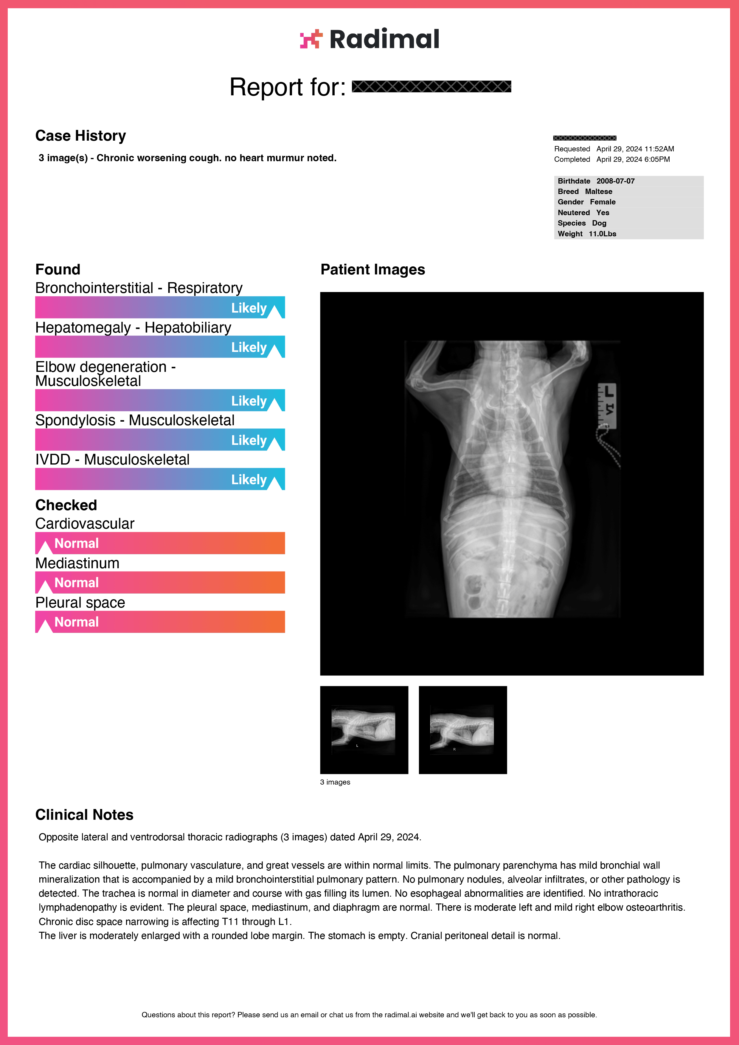 Radiologist Sample Report – Radimal